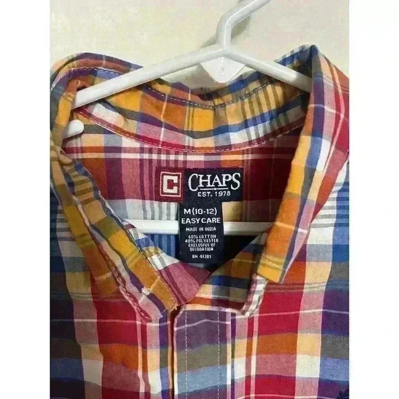 Chaps Boy’s Multi Color Short Sleeve Collared/Button Down Shirt Med (10-12)A0002 - Picture 5 of 5